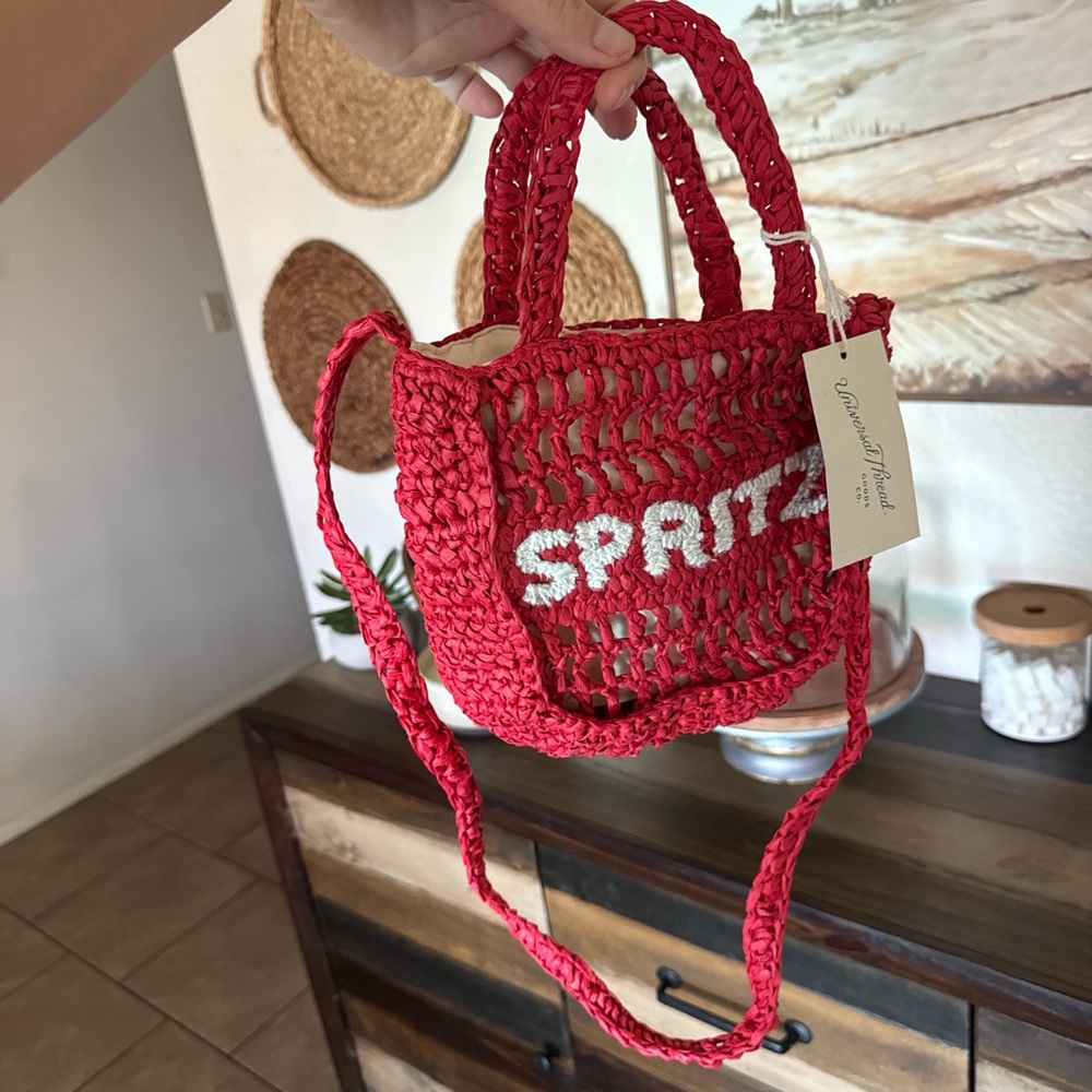 Target Red Handwoven Crossbody Bag with White Lettering